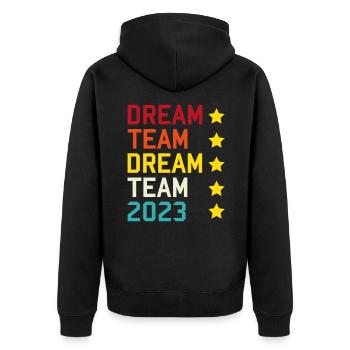 Beste Freunde 2023 - Unisex Premium Bio Zip Hoodie - Schwarz - Hinten - Nico (187cm)