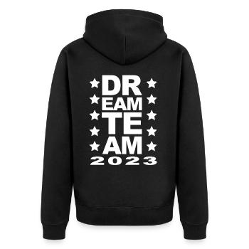 Dream Team 2023 - Unisex Premium Organic Zip Hoodie - black - Back - Nico (187cm)