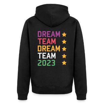 Beste Freunde 2023 - Unisex Premium Bio Zip Hoodie - Schwarz - Hinten - Nico (187cm)