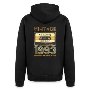 January born 1993 30th birthday gift - Unisex Premium Organic Zip Hoodie - black - Back - Nico (187cm)