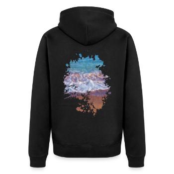 Wellen - Unisex Premium Bio Zip Hoodie - Schwarz - Hinten - Nico (187cm)