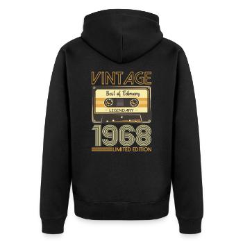February born 1968 55th birthday gift man - Unisex Premium Organic Zip Hoodie - black - Back - Nico (187cm)