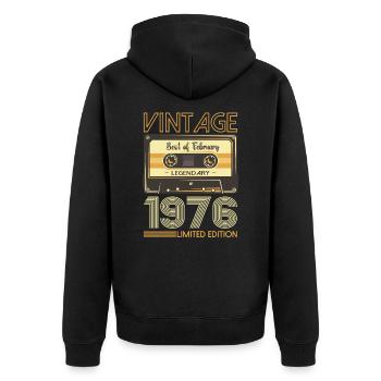 Février né 1976 47ème anniversaire cadeau homme - Veste à capuche bio Premium Unisexe - noir - Dos - Nico (187cm)