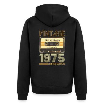 Février né 1975 48ème anniversaire cadeau homme - Veste à capuche bio Premium Unisexe - noir - Dos - Nico (187cm)
