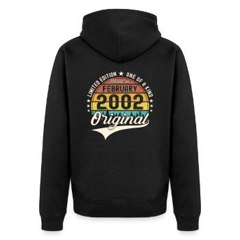 Original Février Année 2002 21e anniversaire Homme - Veste à capuche bio Premium Unisexe - noir - Dos - Nico (187cm)