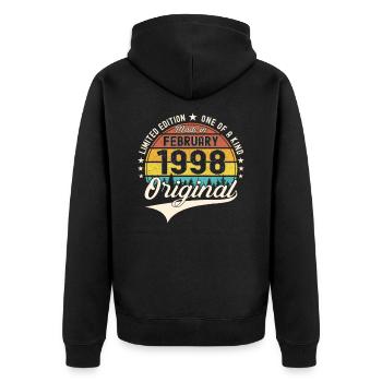 Original February Year 1998 25th birthday Man - Unisex Premium Organic Zip Hoodie - black - Back - Nico (187cm)