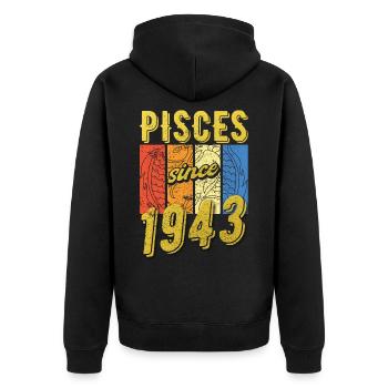 Fische 1943 Geburtstag Sternzeichen Geschenk - Unisex Premium Bio Zip Hoodie - Schwarz - Hinten - Nico (187cm)