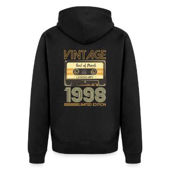 25 Birthday Man March Born 1998 Cassette - Unisex Premium Organic Zip Hoodie - black - Back - Nico (187cm)