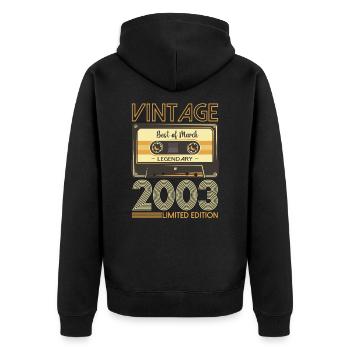 20 Birthday Man March Born 2003 Cassette - Veste à capuche bio Premium Unisexe - noir - Dos - Nico (187cm)