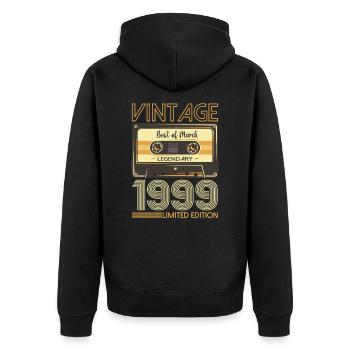 24 Birthday Man March Born 1999 Cassette - Unisex Premium Organic Zip Hoodie - black - Back - Nico (187cm)