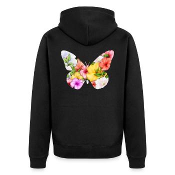 Coconut Girl Aesthetic Butterfly Hibiscus - Unisex Premium Bio Zip Hoodie - Schwarz - Hinten - Nico (187cm)