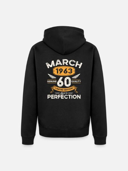 60. Geburtstag Mann Frau März Jahrgang 1963 Legend - Unisex Premium Bio Zip Hoodie - Schwarz