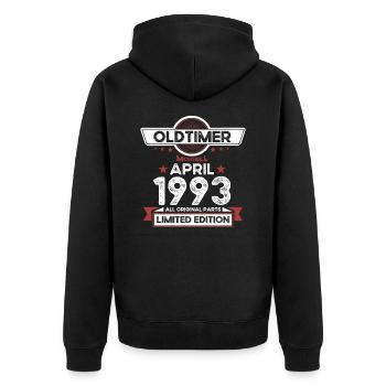 30. Geburtstag Mann Oldtimer April Jahrgang 1993 - Unisex Premium Bio Zip Hoodie - Schwarz - Hinten - Nico (187cm)
