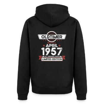 66e anniversaire homme Oldtimer April né en 1957 - Veste à capuche bio Premium Unisexe - noir - Dos - Nico (187cm)