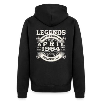 39e anniversaire homme April Né 1984 Oldtimer - Veste à capuche bio Premium Unisexe - noir - Dos - Nico (187cm)