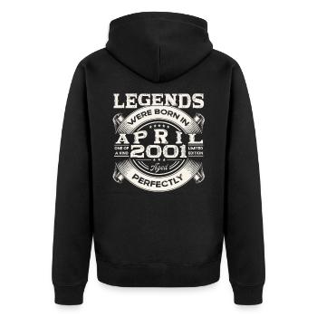22. Geburtstag Mann April Jahrgang 2001 Oldtimer - Unisex Premium Bio Zip Hoodie - Schwarz - Hinten - Nico (187cm)