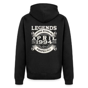29. Geburtstag Mann April Jahrgang 1994 Oldtimer - Unisex Premium Bio Zip Hoodie - Schwarz - Hinten - Nico (187cm)