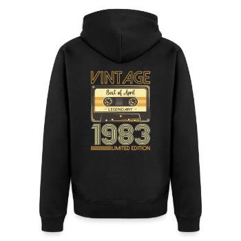 40th birthday man cassette April born 1983 - Unisex Premium Organic Zip Hoodie - black - Back - Nico (187cm)