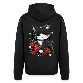 Cat Ragamuffin Fraise Cadeau - Veste à capuche bio Premium Unisexe - noir - Dos - Nico (187cm)