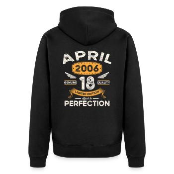 17th birthday man April Born 2006 Legendary - Unisex Premium Organic Zip Hoodie - black - Back - Nico (187cm)