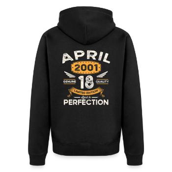 22. Geburtstag Mann April Jahrgang 2001 Legendär - Unisex Premium Bio Zip Hoodie - Schwarz - Hinten - Nico (187cm)