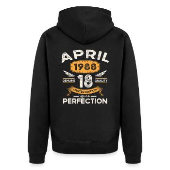 35th birthday man April Born 1988 Legendary - Unisex Premium Organic Zip Hoodie - black - Back - Nico (187cm)