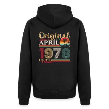 45e anniversaire homme April Né en 1978 Original - Veste à capuche bio Premium Unisexe - noir - Dos - Nico (187cm)