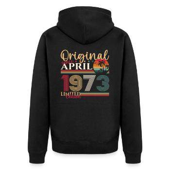 50e anniversaire homme April Né en 1973 Original - Veste à capuche bio Premium Unisexe - noir - Dos - Nico (187cm)