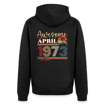 50e anniversaire homme April Né en 1973 Génial - Veste à capuche bio Premium Unisexe - noir - Dos - Nico (187cm)