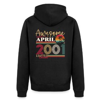 22. Geburtstag Mann April Jahrgang 2001 Awesome - Unisex Premium Bio Zip Hoodie - Schwarz - Hinten - Nico (187cm)