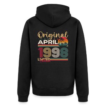25th birthday man April Born 1998 Original - Unisex Premium Organic Zip Hoodie - black - Back - Nico (187cm)