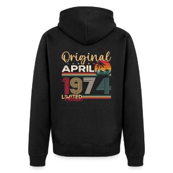 49th birthday man April Born 1974 Original - Unisex Premium Organic Zip Hoodie - black - Back - Nico (187cm)