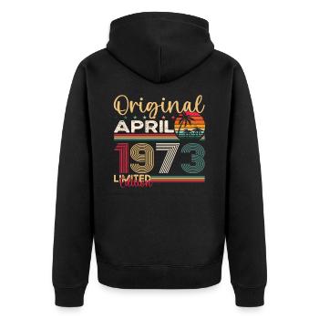 50e anniversaire homme April Né en 1973 Original - Veste à capuche bio Premium Unisexe - noir - Dos - Nico (187cm)