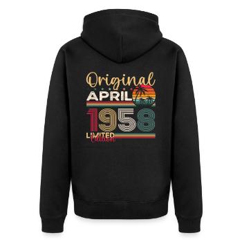 65e anniversaire homme April Né en 1958 Original - Veste à capuche bio Premium Unisexe - noir - Dos - Nico (187cm)