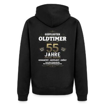 55. Geburtstag Mann Oldtimer Jahrgang 1968 - Unisex Premium Bio Zip Hoodie - Schwarz - Hinten - Nico (187cm)