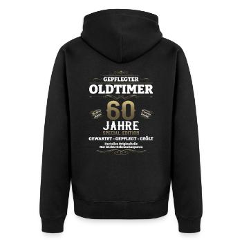 60. Geburtstag Mann Oldtimer Jahrgang 1963 - Unisex Premium Bio Zip Hoodie - Schwarz - Hinten - Nico (187cm)