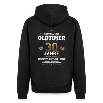 30. Geburtstag Mann Oldtimer Jahrgang 1993 - Unisex Premium Bio Zip Hoodie - Schwarz - Hinten - Nico (187cm)