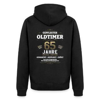 65. Geburtstag Mann Oldtimer Jahrgang 1958 - Unisex Premium Bio Zip Hoodie - Schwarz - Hinten - Nico (187cm)
