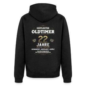 22. Geburtstag Mann Oldtimer Jahrgang 2001 - Unisex Premium Bio Zip Hoodie - Schwarz - Hinten - Nico (187cm)