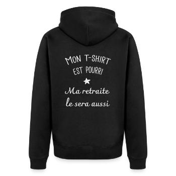 contre retraite 64 ans - Veste à capuche bio Premium Unisexe - noir - Dos - Nico (187cm)