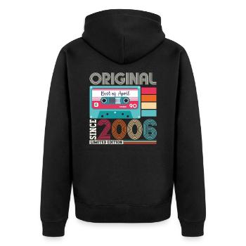 17th birthday man April vintage 2006 cassette - Unisex Premium Organic Zip Hoodie - black - Back - Nico (187cm)