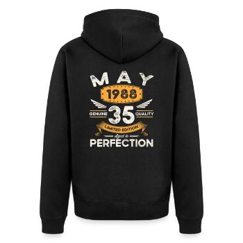 35th Birthday Man May Vintage 1988 Legendary - Unisex Premium Organic Zip Hoodie - black - Back - Nico (187cm)