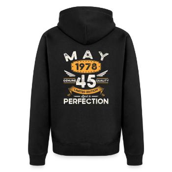 45e anniversaire Homme May né en 1978 Légendaire - Veste à capuche bio Premium Unisexe - noir - Dos - Nico (187cm)