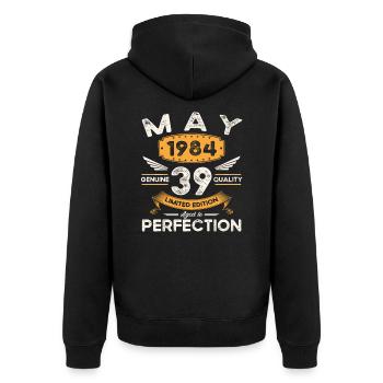 39e anniversaire Homme May né en 1984 Légendaire - Veste à capuche bio Premium Unisexe - noir - Dos - Nico (187cm)