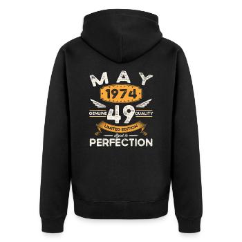 49e anniversaire Homme May né en 1974 Légendaire - Veste à capuche bio Premium Unisexe - noir - Dos - Nico (187cm)