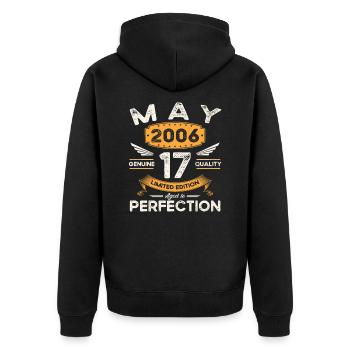 17th Birthday Man May Vintage 2006 Legendary - Unisex Premium Organic Zip Hoodie - black - Back - Nico (187cm)