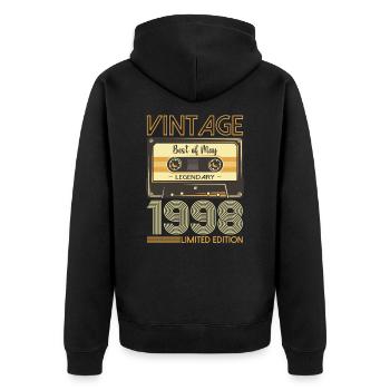 25 Birthday Man Woman Cassette May Year 1998 - Unisex Premium Organic Zip Hoodie - black - Back - Nico (187cm)