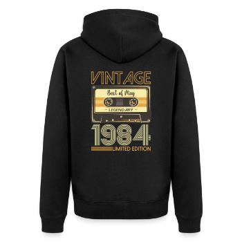 39 Birthday Man Woman Cassette Mai 1984 - Veste à capuche bio Premium Unisexe - noir - Dos - Nico (187cm)