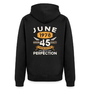 45e anniversaire Homme Juin Né en 1978 Légendaire - Veste à capuche bio Premium Unisexe - noir - Dos - Nico (187cm)