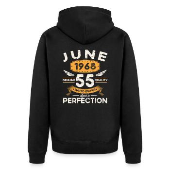 55e anniversaire Homme Juin Né en 1968 Légendaire - Veste à capuche bio Premium Unisexe - noir - Dos - Nico (187cm)